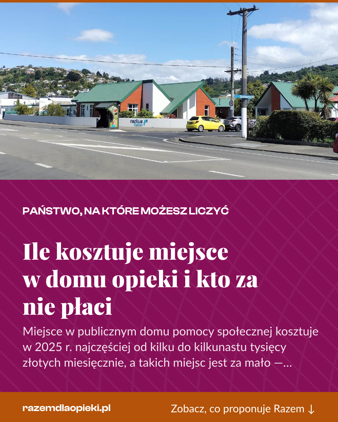 Grafika pionowa do udostępnienia: Ile kosztuje miejsce w domu opieki i kto za nie płaci