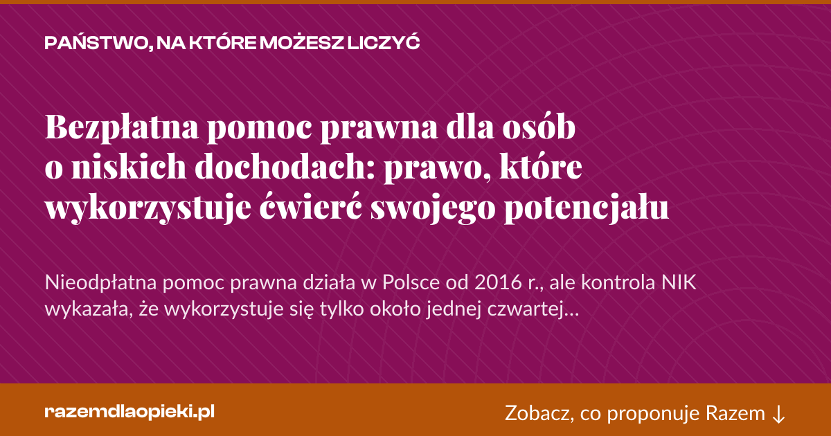 Karta social do udostępnienia: Bezpłatna pomoc prawna dla osób o niskich dochodach: prawo, które wykorzystuje ćwierć swojego potencjału