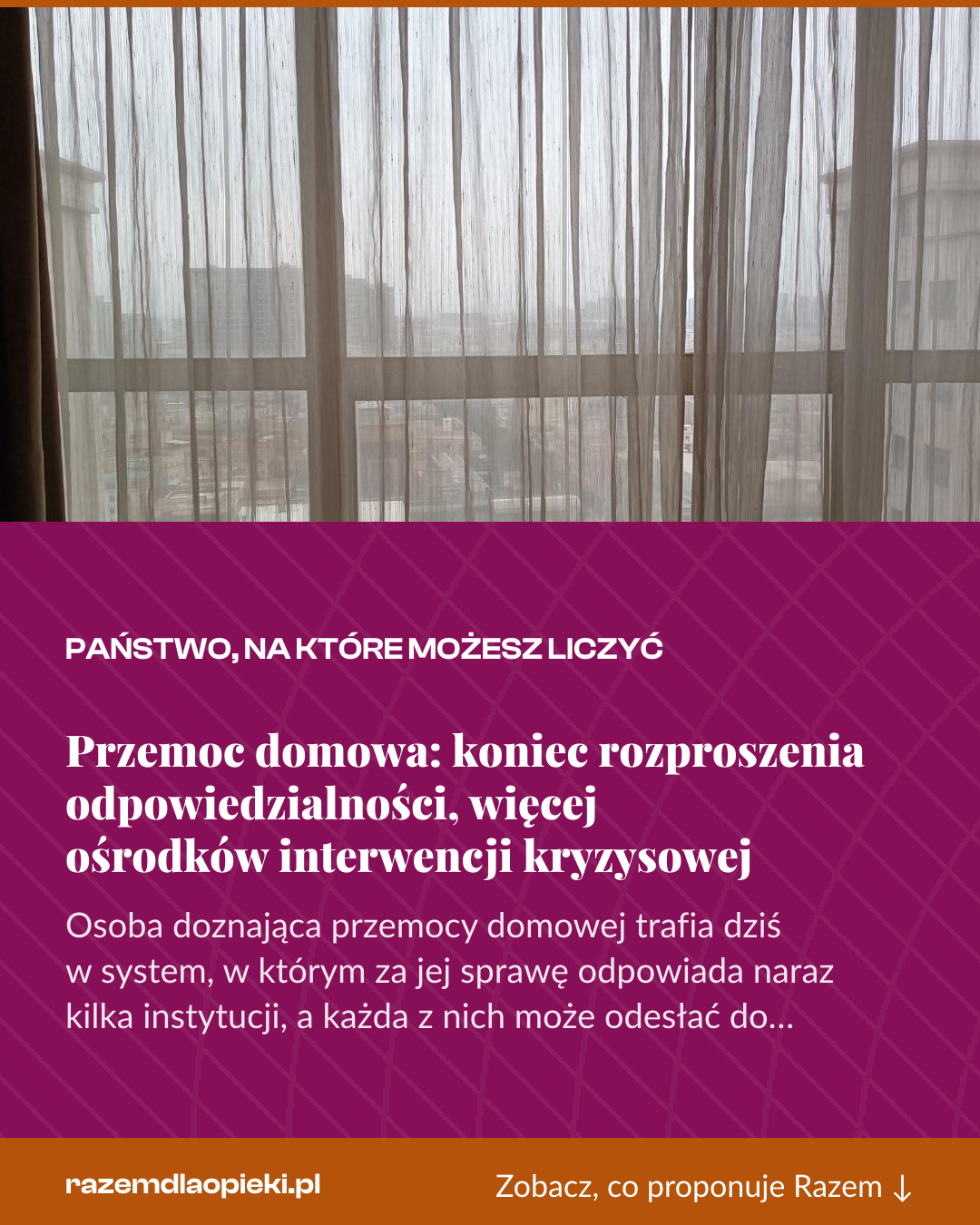 Grafika pionowa do udostępnienia: Przemoc domowa: koniec rozproszenia odpowiedzialności, więcej ośrodków interwencji kryzysowej